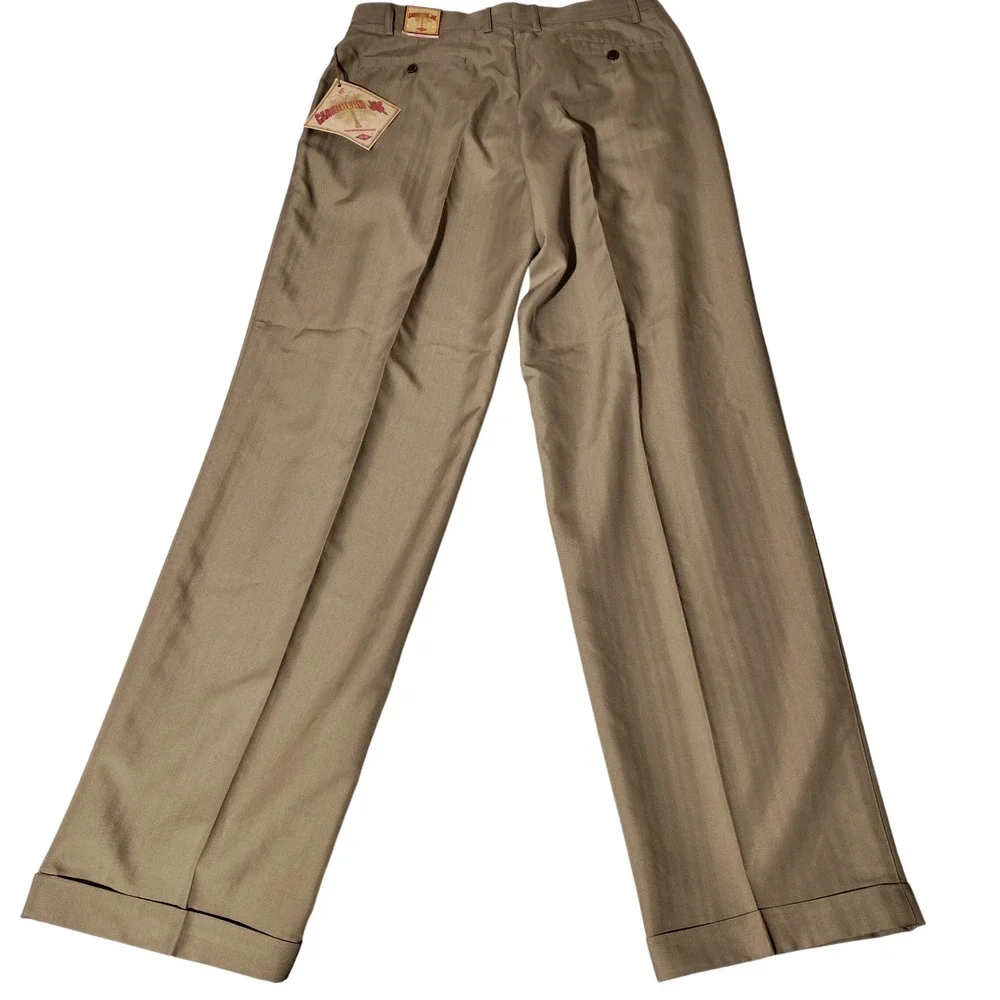 Caribbean Joe 34x34 (33x34.5 Actual) Pleated Dress Pants Khaki Tan Cuffed NWT